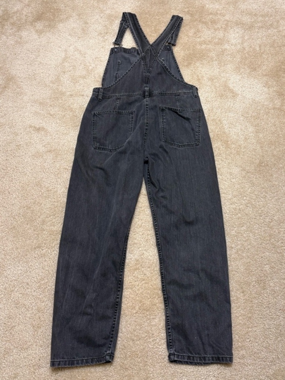 ❤️ Free People Ziggy Faded Black Grey Overalls Size Medium - Picture 4 of 6